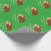 Cute green hedgel Merry kerstinpakpapier Cadeaupapier (Hoek)
