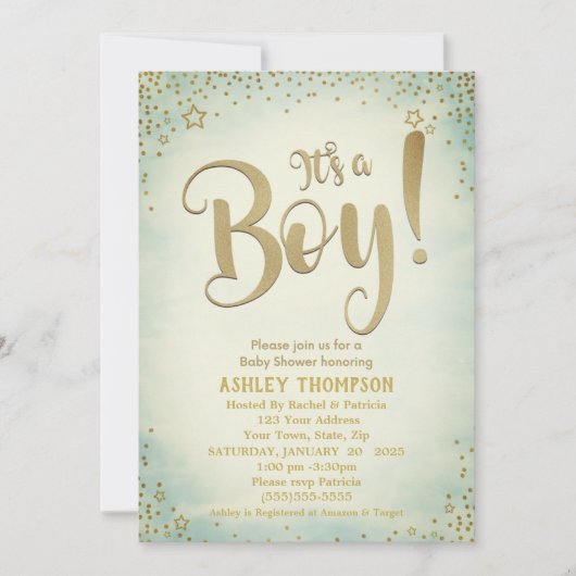 Cute Green Het is een Baby shower-uitnodiging voor Kaart (Voorkant)