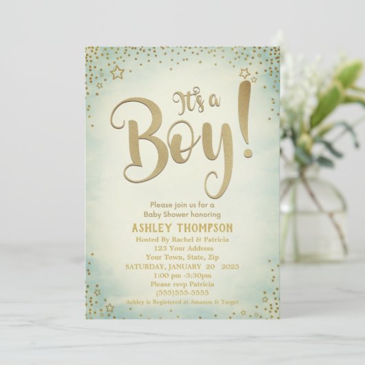 Cute Green Het is een Baby shower-uitnodiging voor Kaart (Staand voorkant)