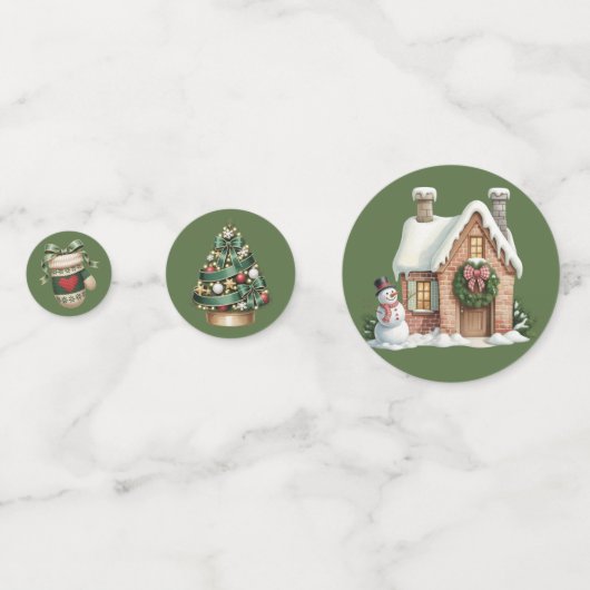 CUTE GREEN HOLIDAY CHRISTMAS PLAID THEME CONFETTI (Achterkanten)