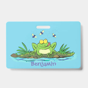 Cute green hongkikker cartoon illustratie badge