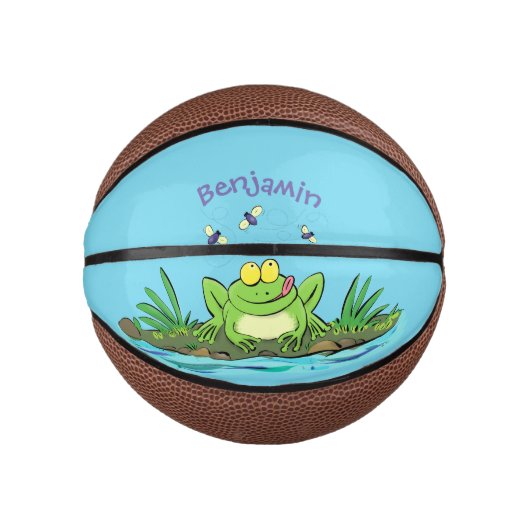 Cute green hongkikker cartoon illustratie basketbal (Voorkant)
