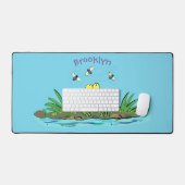 Cute green hongkikker cartoon illustratie bureaumat (Keyboard & Muis)