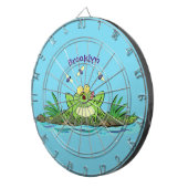 Cute green hongkikker cartoon illustratie dartbord (Voorkant Rechts)