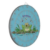 Cute green hongkikker cartoon illustratie dartbord (Voorkant Links)