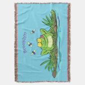 Cute green hongkikker cartoon illustratie deken (Voorkant Verticaal)