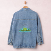 Cute green hongkikker cartoon illustratie denim jacket (Hangar)
