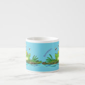 Cute green hongkikker cartoon illustratie espresso kop (Voorkant)