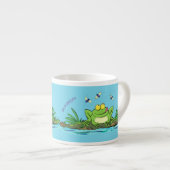 Cute green hongkikker cartoon illustratie espresso kop (Voorkant rechts)