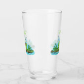 Cute green hongkikker cartoon illustratie glas (Links)