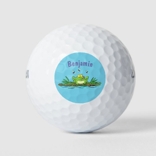 Cute green hongkikker cartoon illustratie golfballen (Voorkant)