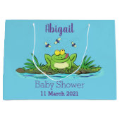 Cute green hongkikker cartoon illustratie groot cadeauzakje (Voorkant)