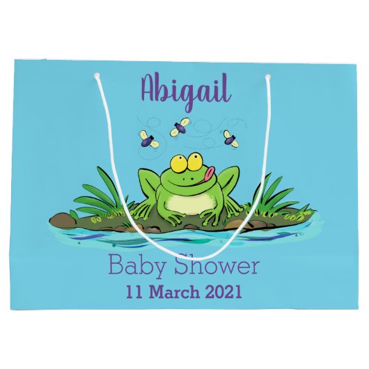 Cute green hongkikker cartoon illustratie groot cadeauzakje (Achterkant)