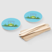 Cute green hongkikker cartoon illustratie handwaaier (Niet-gemonteerd)