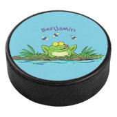 Cute green hongkikker cartoon illustratie hockey puck (3/4)