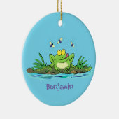 Cute green hongkikker cartoon illustratie keramisch ornament (Rechts)