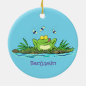 Cute green hongkikker cartoon illustratie keramisch ornament (Achterkant)
