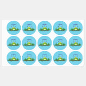 Cute green hongkikker cartoon illustratie labels (Vel)