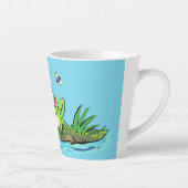 Cute green hongkikker cartoon illustratie latte mok (Rechts)