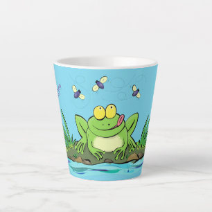 Cute green hongkikker cartoon illustratie latte mok