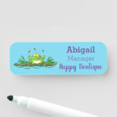 Cute green hongkikker cartoon illustratie naamplaatje (In situ)