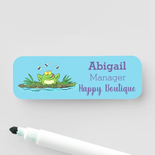 Cute green hongkikker cartoon illustratie naamplaatje (In situ)