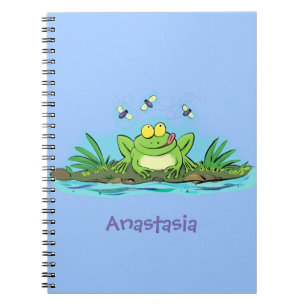 Cute green hongkikker cartoon illustratie notitieboek