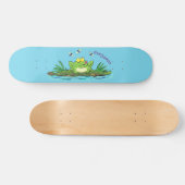 Cute green hongkikker cartoon illustratie persoonlijk skateboard (Horizontaal)