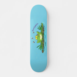Cute green hongkikker cartoon illustratie persoonlijk skateboard