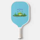 Cute green hongkikker cartoon illustratie pickleball paddle (Achterkant)