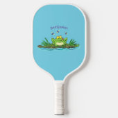 Cute green hongkikker cartoon illustratie pickleball paddle (Voorkant)
