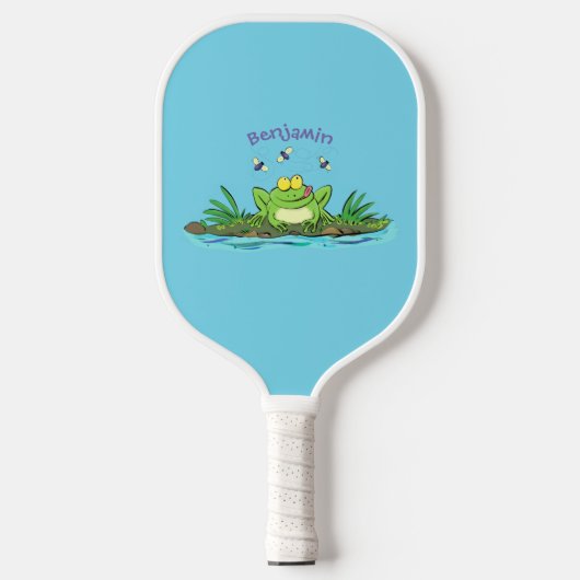 Cute green hongkikker cartoon illustratie pickleball paddle (Voorkant)