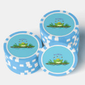 Cute green hongkikker cartoon illustratie poker chips (Opstapeling)