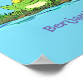 Cute green hongkikker cartoon illustratie poster (Hoek)