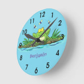 Cute green hongkikker cartoon illustratie ronde klok (Hoek)