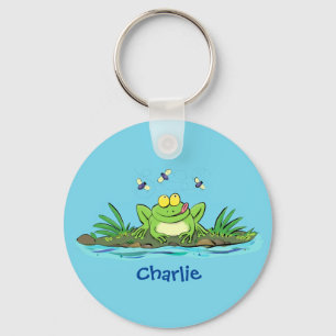 Cute green hongkikker cartoon illustratie sleutelhanger