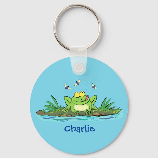 Cute green hongkikker cartoon illustratie sleutelhanger (Voorkant)