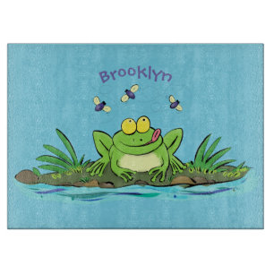 Cute green hongkikker cartoon illustratie snijplank