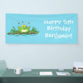 Cute green hongkikker cartoon illustratie spandoek (Beurs)
