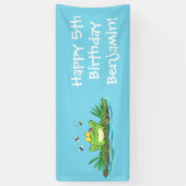 Cute green hongkikker cartoon illustratie spandoek (Verticaal)