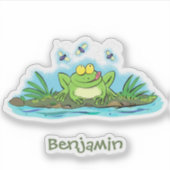 Cute green hongkikker cartoon illustratie sticker (Voorkant)