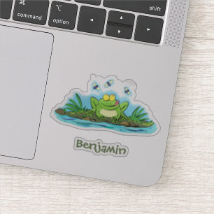 Cute green hongkikker cartoon illustratie sticker