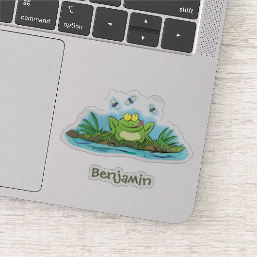 Cute green hongkikker cartoon illustratie sticker (Detail)