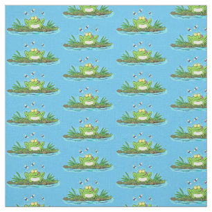 Cute green hongkikker cartoon illustratie stof
