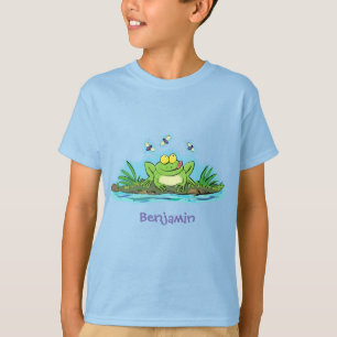 Cute green hongkikker cartoon illustratie t-shirt