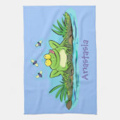 Cute green hongkikker cartoon illustratie theedoek (Verticaal)