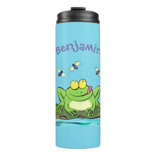 Cute green hongkikker cartoon illustratie thermosbeker