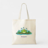 Cute green hongkikker cartoon illustratie tote bag (Achterkant)