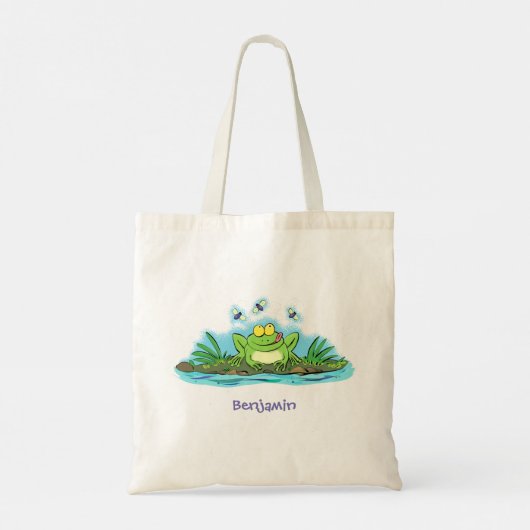 Cute green hongkikker cartoon illustratie tote bag (Achterkant)