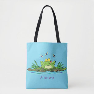 Cute green hongkikker cartoon illustratie tote bag